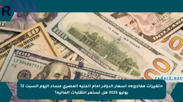 «تغيرات مفاجئة» أسعار الدولار أمام الجنيه المصري مساء اليوم السبت 12 يوليو 2025 هل تستمر التقلبات المالية؟